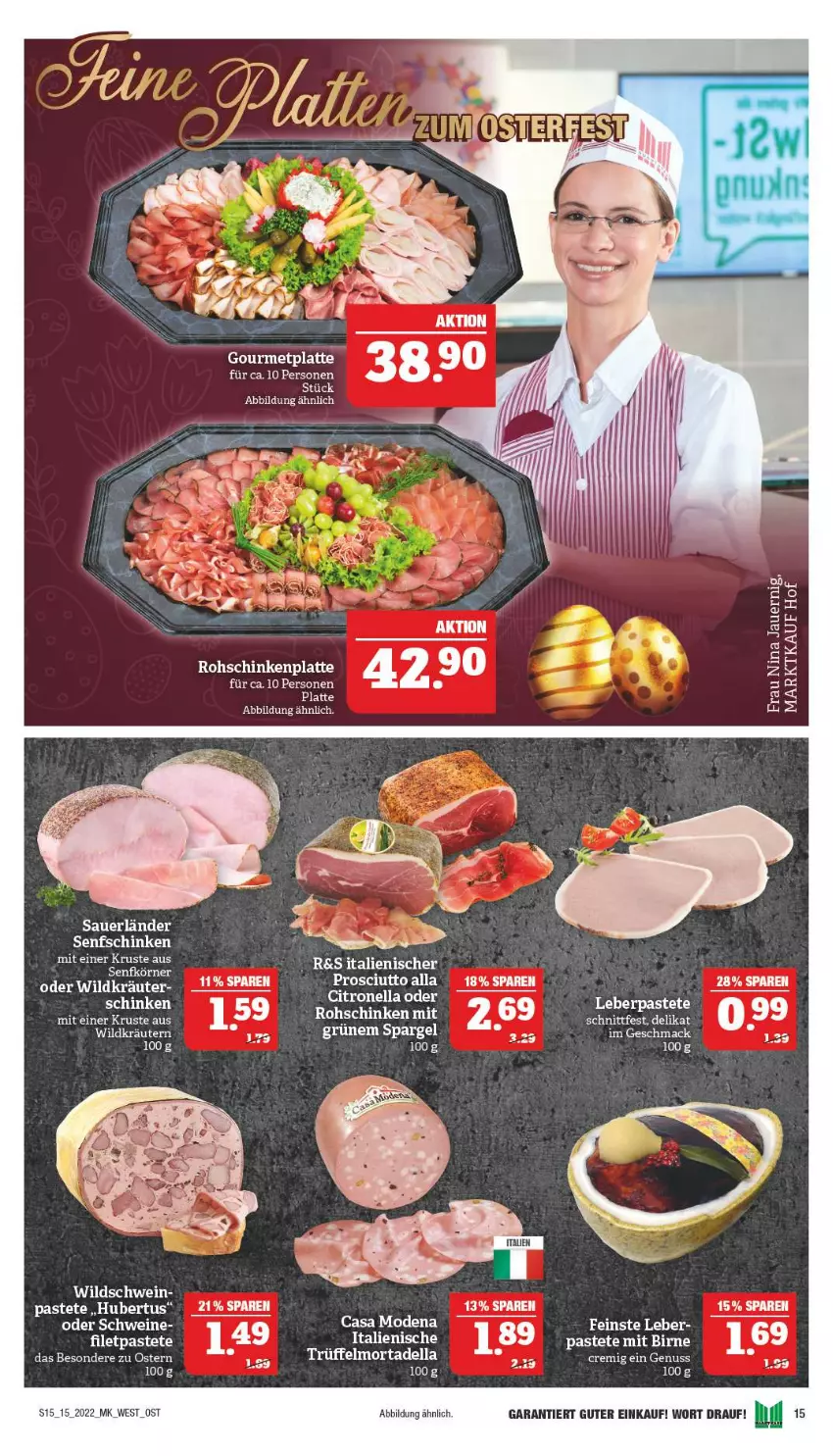 Aktueller Prospekt Marktkauf - Prospekt - von 10.04 bis 16.04.2022 - strona 15 - produkty: auer, Casa Modena, dell, elle, latte, Mode, mortadella, pastete, prosciutto, rohschinken, schinken, schwein, schweine, senf, tee, Ti, Trüffel, wein, weine