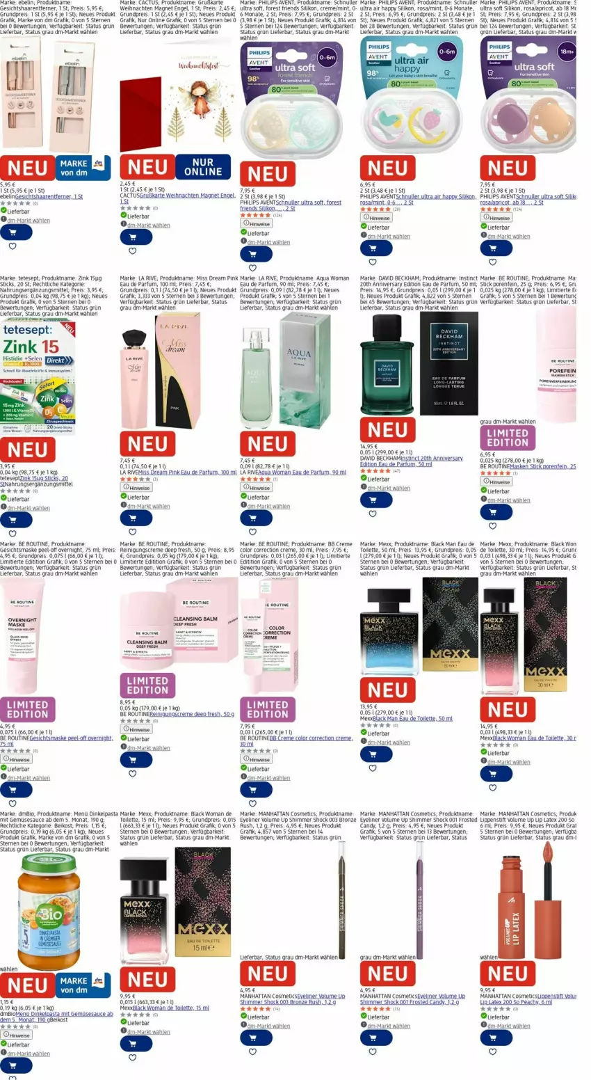 Aktueller Prospekt Dm Drogerie - Prospekte - von 06.10 bis 15.10.2025 - strona 1 - produkty: aqua, auer, bio, creme, David Beckham, Eau de parfum, eau de toilette, eis, Engel, Eyeliner, Gesichtsmaske, La Rive, lack, Lippenstift, Maske, Mexx, mint, mit gemüse, parfum, pasta, Philips, Reinigung, reis, sauce, slip, Ti, uhu, weihnachten, Wels