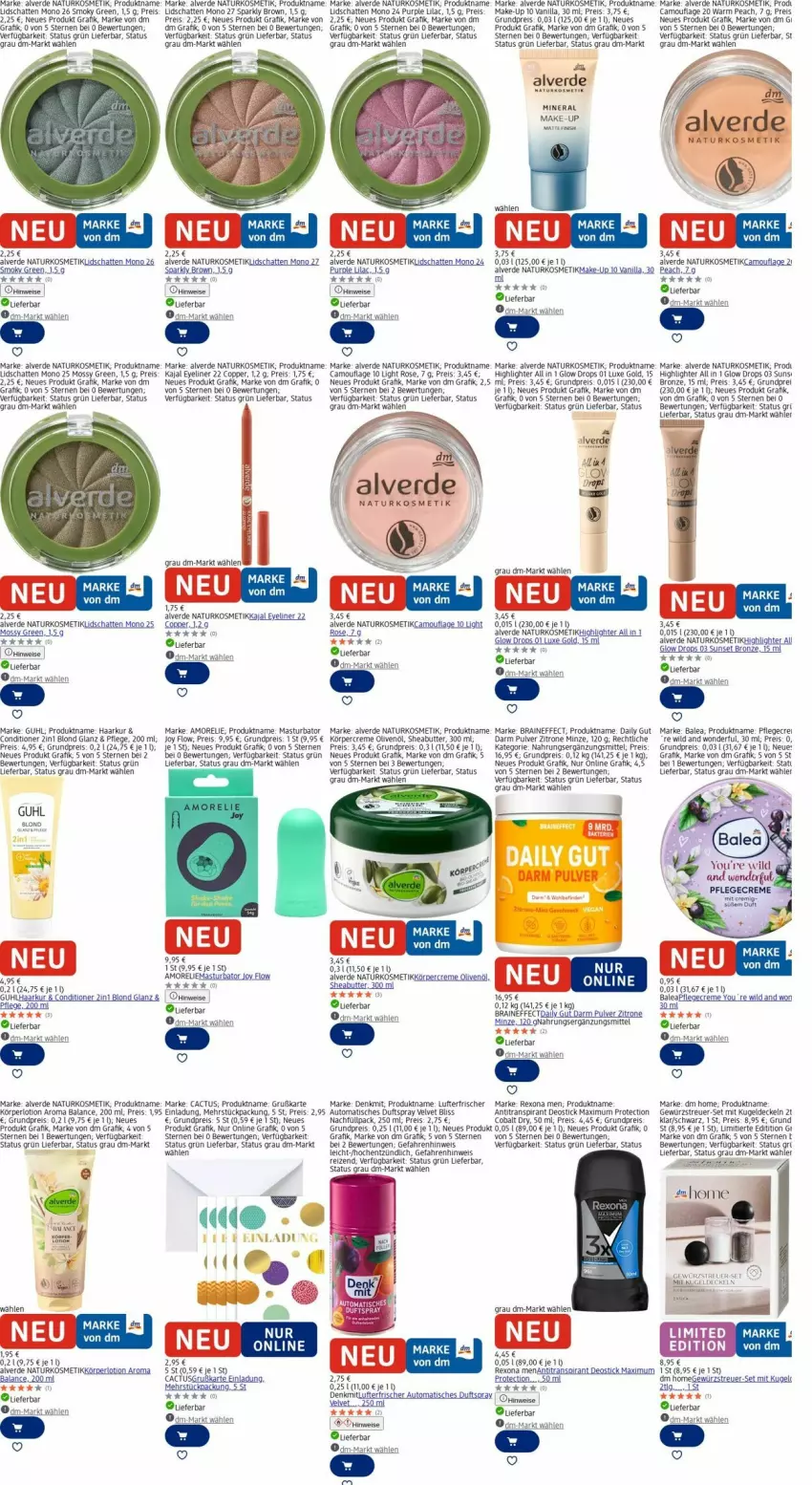 Aktueller Prospekt Dm Drogerie - Prospekte - von 06.10 bis 15.10.2025 - strona 11 - produkty: akku, Alverde, Antitranspirant, auto, Bau, butter, creme, decke, Deckel, deo, Deostick, Duftspray, Effect, eis, erde, Eyeliner, gewürz, Guhl, Körperlotion, kosmetik, Kugel, Lotion, lufterfrischer, mac, Make-up, Mastu, minze, natur, naturkosmetik, olive, oliven, olivenöl, Pflegecreme, reis, rel, rexona, Sheabutter, Ti, tisch, uhu, velvet, Wild, Yo, zitrone