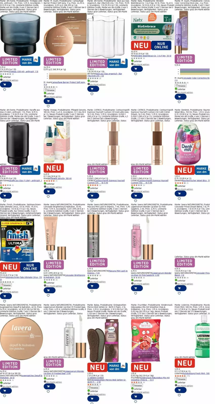 Aktueller Prospekt Dm Drogerie - Prospekte - von 06.10 bis 15.10.2025 - strona 13 - produkty: beere, beeren, bio, chips, citrus, creme, eier, eis, erdbeere, erdbeeren, espresso, Finish, frucht, Heu, Karaffe, Kinder, kneipp, kosmetik, latte, lavera, LG, listerine, Mascara, mint, mundspülung, natur, naturkosmetik, Pflegeöl, Pinsel, reis, rel, ring, rum, sapphire, Serum, smoothie, snack, spülmaschinen, spülung, Ti, trinkglas, Vase, velvet, Wels, windeln, Yo