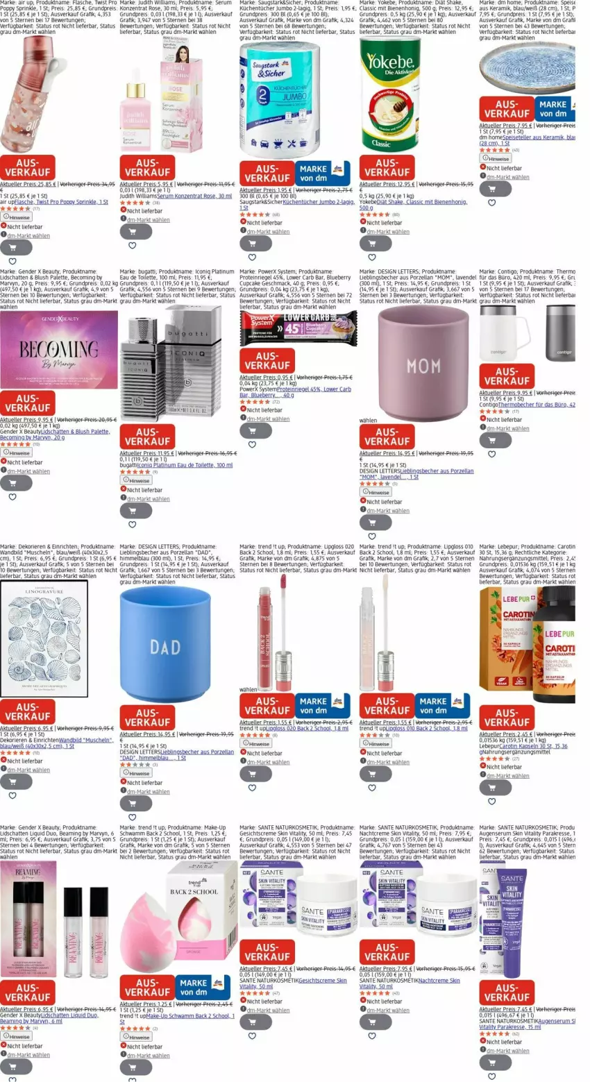 Aktueller Prospekt Dm Drogerie - Prospekte - von 06.10 bis 15.10.2025 - strona 24 - produkty: Bau, Becher, beco, bier, blueberry, brie, bugatti, creme, eau de toilette, eis, elle, ente, flasche, Germ, Gesichtscreme, honig, HP, jumbo, kosmetik, küche, Küchen, küchentücher, lavendel, Lipgloss, mac, Make-up, Muscheln, nachtcreme, natur, naturkosmetik, Palette, Popp, reis, riegel, rum, rwe, SANTE, schwamm, Serum, shake, Speiseteller, teller, Ti, tücher, vita, vitality, Yo, Yokebe
