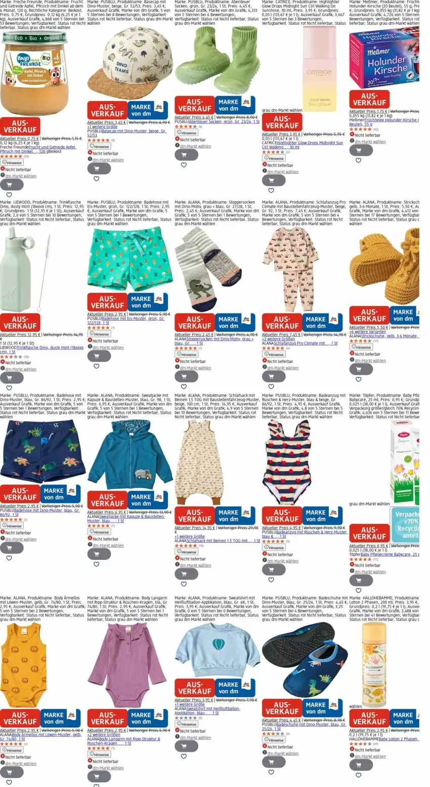 Aktueller Prospekt Dm Drogerie - Prospekte - von 06.10 bis 15.10.2025 - strona 29 - produkty: Anzug, apfel, aust, Baby Pflegecreme, Bad, badeanzug, Badehose, ball, Bau, beutel, body, Cap, Clin, creme, eis, elle, ente, flasche, freche freunde, frucht, holunder, hose, Jacke, kirsch, kirsche, Lotion, Luftballon, Meßmer, mint, pfirsich, Pflegecreme, reis, Ria, rwe, sac, Schlafanzug, schlafsack, schuhe, shirt, socken, sunshine, sweatjacke, Sweatshirt, tee, Ti, topper, trinkflasche, uhr, usb, Yo
