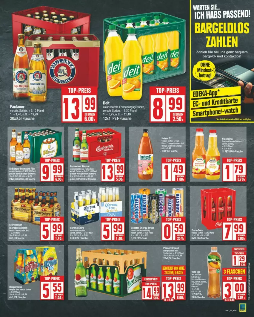 Aktueller Prospekt Edeka - Prospekte - von 05.10 bis 12.10.2024 - strona 13 - produkty: decke, flasche, Liege, Paula, paulaner, pils, pilsner, störtebeker, torte