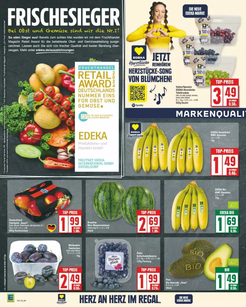 Aktueller Prospekt Edeka - Prospekte - von 05.10 bis 12.10.2024 - strona 2 - produkty: Abtei, bio, deka, edeka bio, eis, frucht, gemuse, magazin, obst, reis, top-preis, und gemüse