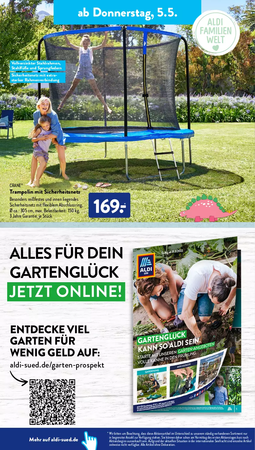 Aktueller Prospekt AldiSud - ALDI Aktuell - von 02.05 bis 07.05.2022 - strona 28 - produkty: aldi, alle artikel ohne dekoration, decke, dekoration, eis, elle, Garten, gin, Liege, ring, Ti, Trampolin, ZTE