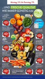 Gazetka promocyjna AldiSud - ALDI Aktuell - Gazetka - ważna od 07.05 do 07.05.2022 - strona 3 - produkty: aldi, asti, aubergine, basilikum, bio, Birnen, eis, gin, karotten, kartoffel, kartoffeln, kiwi, leine, LG, natur, Nektar, nektarinen, orange, orangen, pflaume, pflaumen, saft, Saftorangen, Schal, Schale, speisekartoffeln, Ti, topf