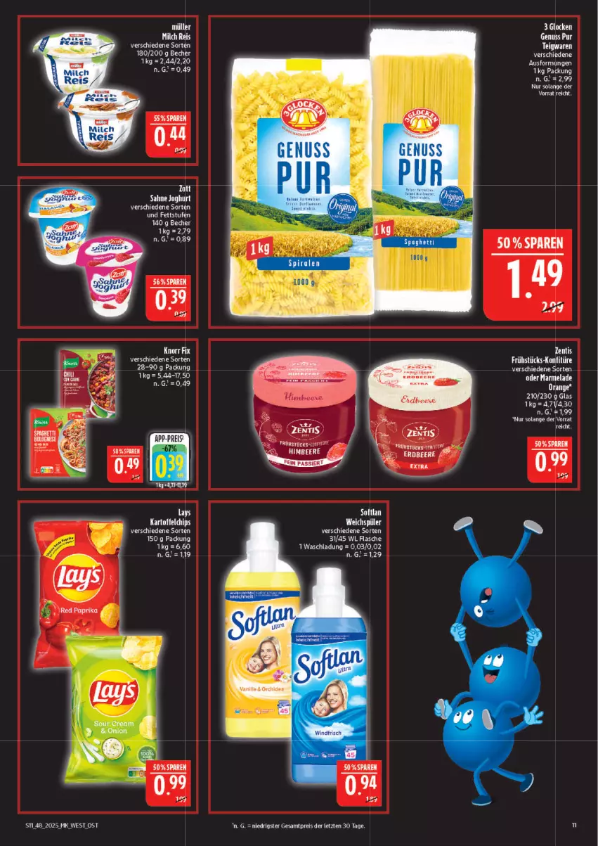 Aktueller Prospekt Marktkauf - Prospekt - von 23.11 bis 29.11.2025 - strona 11 - produkty: Becher, beere, eis, erdbeere, flasche, joghur, joghurt, knorr, knorr fix, lays, LG, nuss, orange, reis, sahne, sahne joghurt, Softlan, tee, Ti, ZTE