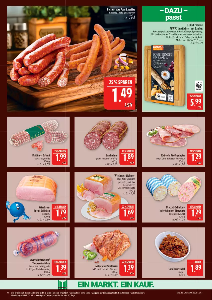 Aktueller Prospekt Marktkauf - Prospekt - von 23.11 bis 29.11.2025 - strona 16 - produkty: auer, axe, bambus, broccoli, butter, deka, eier, eis, fleisch, fleischsalat, gewürz, Haxe, Laufen, mac, Mett, mettwurst, nuss, reis, rezept, rind, rindfleisch, saft, salami, salat, schinken, Ti, walnuss, wurst, ZTE, zwiebel, zwiebeln