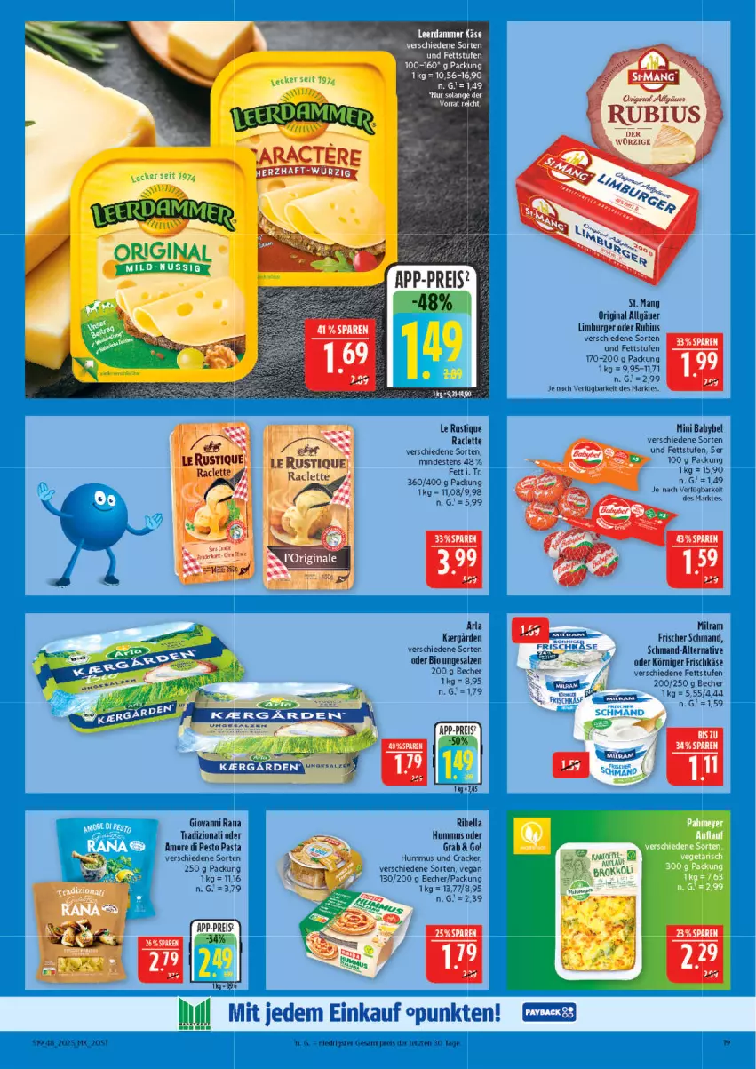 Aktueller Prospekt Marktkauf - Prospekt - von 23.11 bis 29.11.2025 - strona 19 - produkty: arla, babybel, Becher, bio, burger, cracker, eis, frischkäse, gin, giovanni rana, hummus, Käse, Körniger Frischkäse, Le Rustique, LG, Limburger, milram, mini babybel, pasta, pesto, Rana, reis, Rubius, salz, schmand, tee, Ti