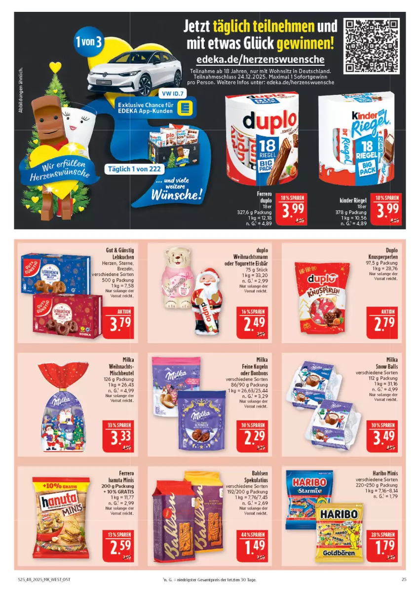 Aktueller Prospekt Marktkauf - Prospekt - von 23.11 bis 29.11.2025 - strona 25 - produkty: ball, beutel, bonbons, brezel, Brezeln, deka, duplo, eis, ferrero, hanuta, haribo, kuchen, Kugel, Lebkuchen, milka, oder yogurette, perlen, reis, Ti, Yo, yogurette, ZTE