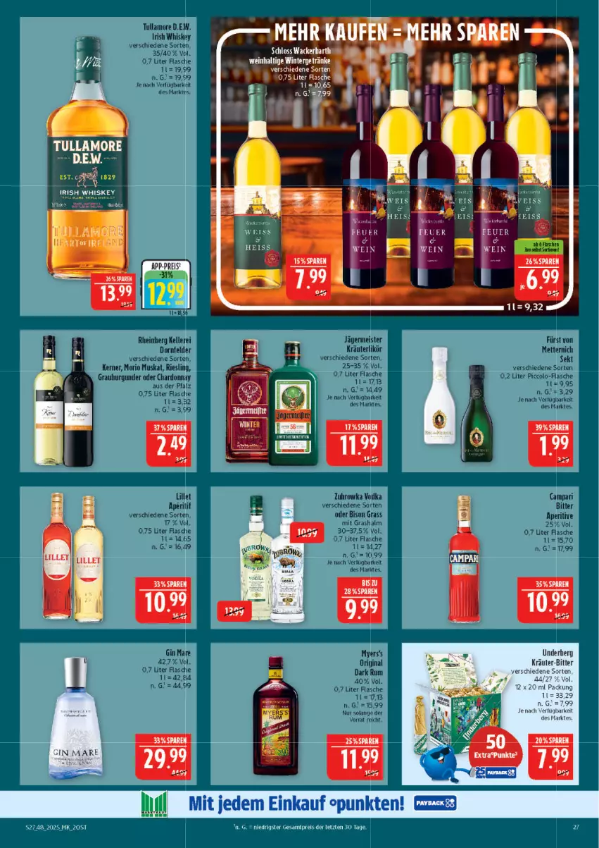 Aktueller Prospekt Marktkauf - Prospekt - von 23.11 bis 29.11.2025 - strona 27 - produkty: eis, flasche, getränk, getränke, irish whiskey, kräuter, reis, tee, Ti, tullamore, underberg, wein, whiskey, ZTE