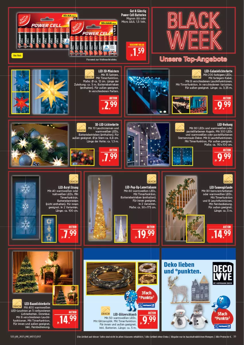 Aktueller Prospekt Marktkauf - Prospekt - von 23.11 bis 29.11.2025 - strona 33 - produkty: angebot, angebote, batterie, eier, eis, fernbedienung, Girlande, Kette, lack, Lametta, LED-Leuchte, leds, Leuchte, leuchten, lichterkette, Mett, reis, Ria, Tannengirlande, tee, Ti, timer, top-angebot