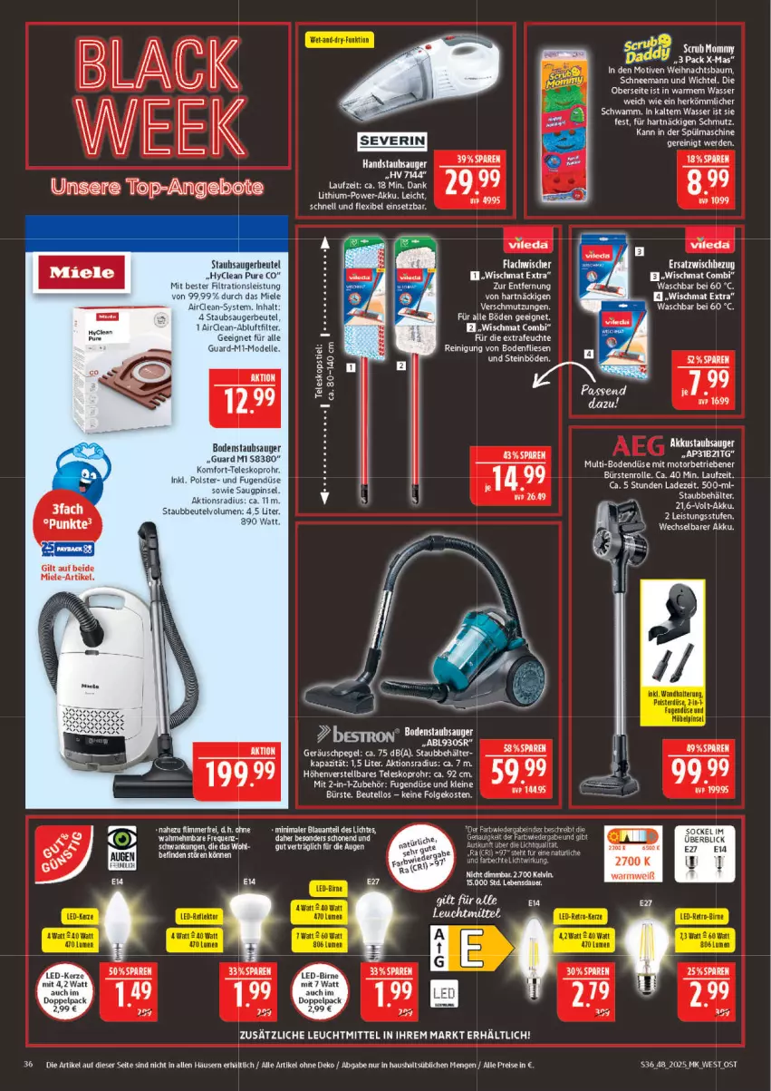 Aktueller Prospekt Marktkauf - Prospekt - von 23.11 bis 29.11.2025 - strona 36 - produkty: akku, angebot, angebote, auer, Behälter, bett, beutel, bodenstaubsauger, bürste, bürsten, dell, eier, eis, elle, ente, handstaubsauger, lack, leine, leuchtmittel, LG, miele, Mode, Pinsel, reis, staubbeutel, staubsauger, staubsaugerbeutel, tee, Teleskop, Ti, top-angebot, wasser, Wichtel