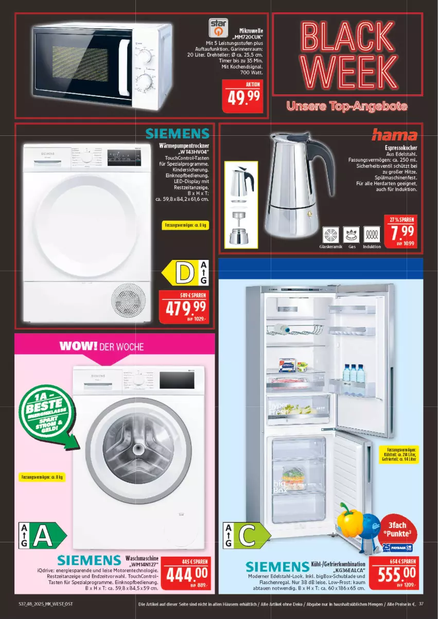 Aktueller Prospekt Marktkauf - Prospekt - von 23.11 bis 29.11.2025 - strona 37 - produkty: alpro, edelstahl, eis, ente, flasche, gefrierkombination, glaskeramik, Mode, regal, reis, Signal, Spezi, spülmaschinen, tee, Ti, Trockner, wärmepumpentrockner, waschmaschine