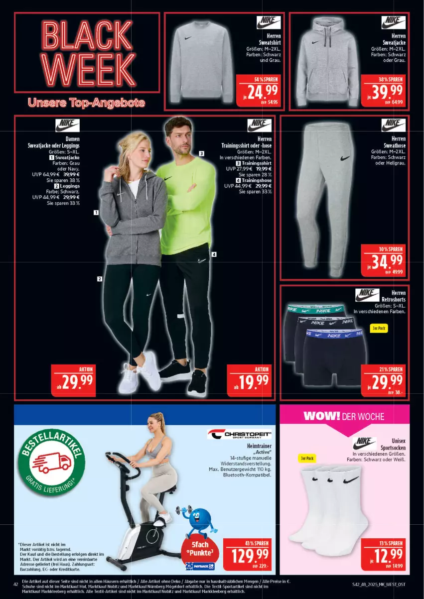 Aktueller Prospekt Marktkauf - Prospekt - von 23.11 bis 29.11.2025 - strona 42 - produkty: angebot, angebote, eis, gin, hose, Jacke, leggings, LG, reis, schuhe, shirt, socken, Sport, sportsocken, Sweathose, sweatjacke, Sweatshirt, tee, Ti, top-angebot, Trainingshose