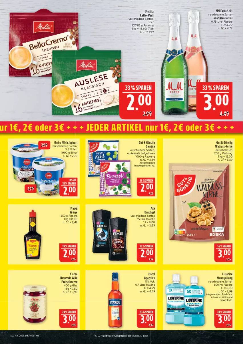 Aktueller Prospekt Marktkauf - Prospekt - von 23.11 bis 29.11.2025 - strona 7 - produkty: axe, axe duschgel, duschgel, eimer, eis, flasche, joghur, joghurt, kaffee, listerine, maggi, maggi würze, melitta, milch, mm extra, mundspülung, natur, nuss, reis, reiss, sekt, spülung, suppe, suppen, Ti, total care, walnuss, Wild, ZTE