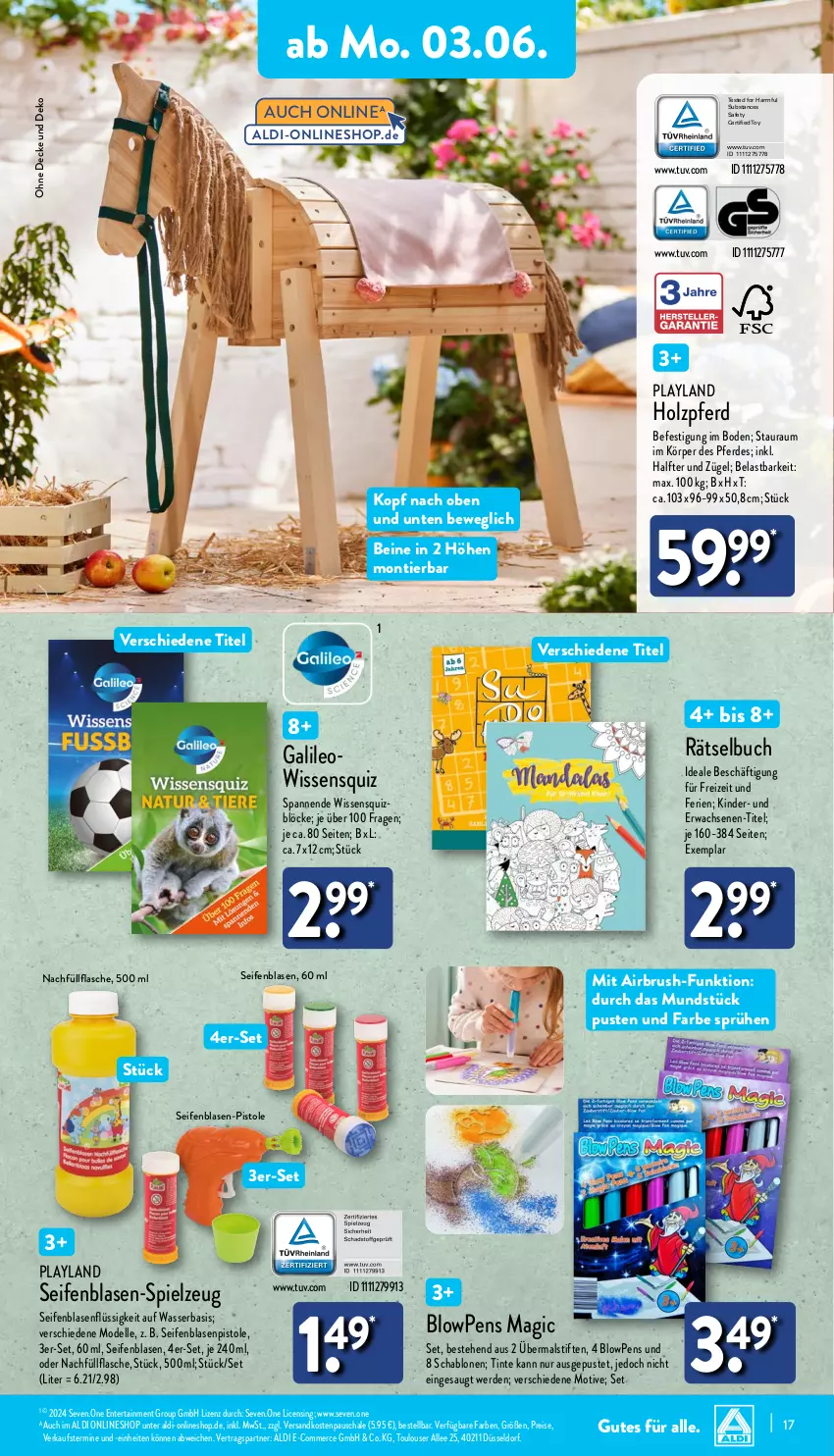 Aktueller Prospekt Aldi Nord - Von Montag - von 03.06 bis 08.06.2024 - strona 17 - produkty: aldi, buch, decke, dell, eis, elle, ente, erde, flasche, Holz, Kinder, Mode, ndk, reis, Schal, Schale, Seife, senf, spielzeug, stifte, Ti, wasser