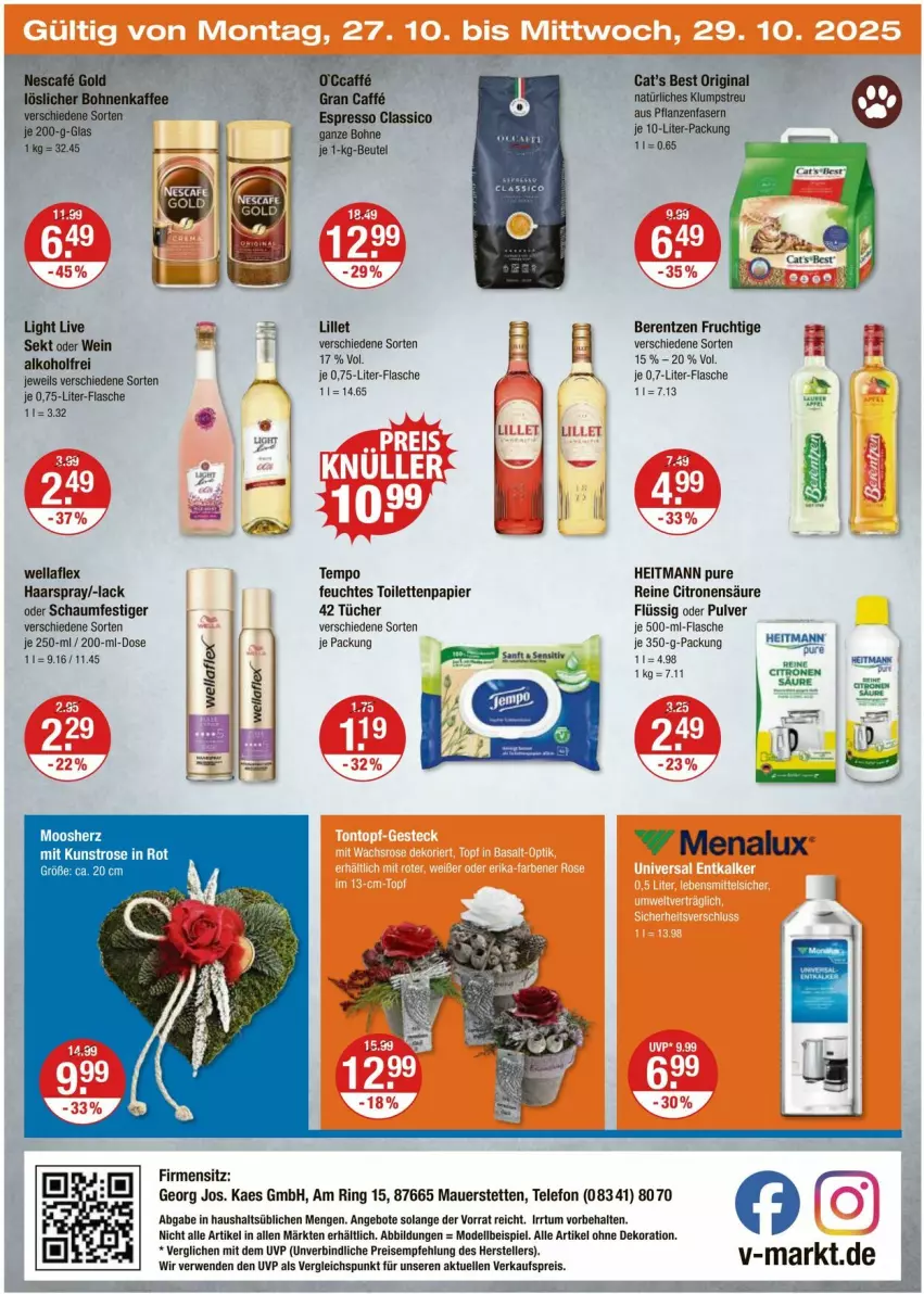 Aktueller Prospekt Vmarkt - Prospekte - von 23.10 bis 29.10.2025 - strona 24 - produkty: alkohol, alle artikel ohne dekoration, angebot, angebote, auer, berentzen, beutel, bohne, caffe, caffe espresso, Cars, classico, dekoration, dell, eis, elle, espresso, feuchtes toilettenpapier, flasche, frucht, gin, haarspray, heitmann, kaes, klumpstreu, lack, lillet, Mode, oder schaumfestiger, papier, pflanze, pflanzen, reis, ring, schaumfestiger, sekt, telefon, teller, Tempo, Ti, toilettenpapier, tücher, wein, Wella, wellaflex