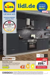 Gazetka promocyjna Lidl - Wochen-Highlights im Onlineshop - Gazetka - ważna od 26.12 do 26.12.2021 - strona 1 - produkty: abzugshaube, angebot, backofen, Bau, dunstabzug, dunstabzugshaube, einbauherd, einbauherd-set, einbaukühlschrank, eis, , küche, Küchen, küchenblock, kühlschrank, ndk, Ofen, Rauch, reis, Ria, rum, Schrank, Spektrum, Ti