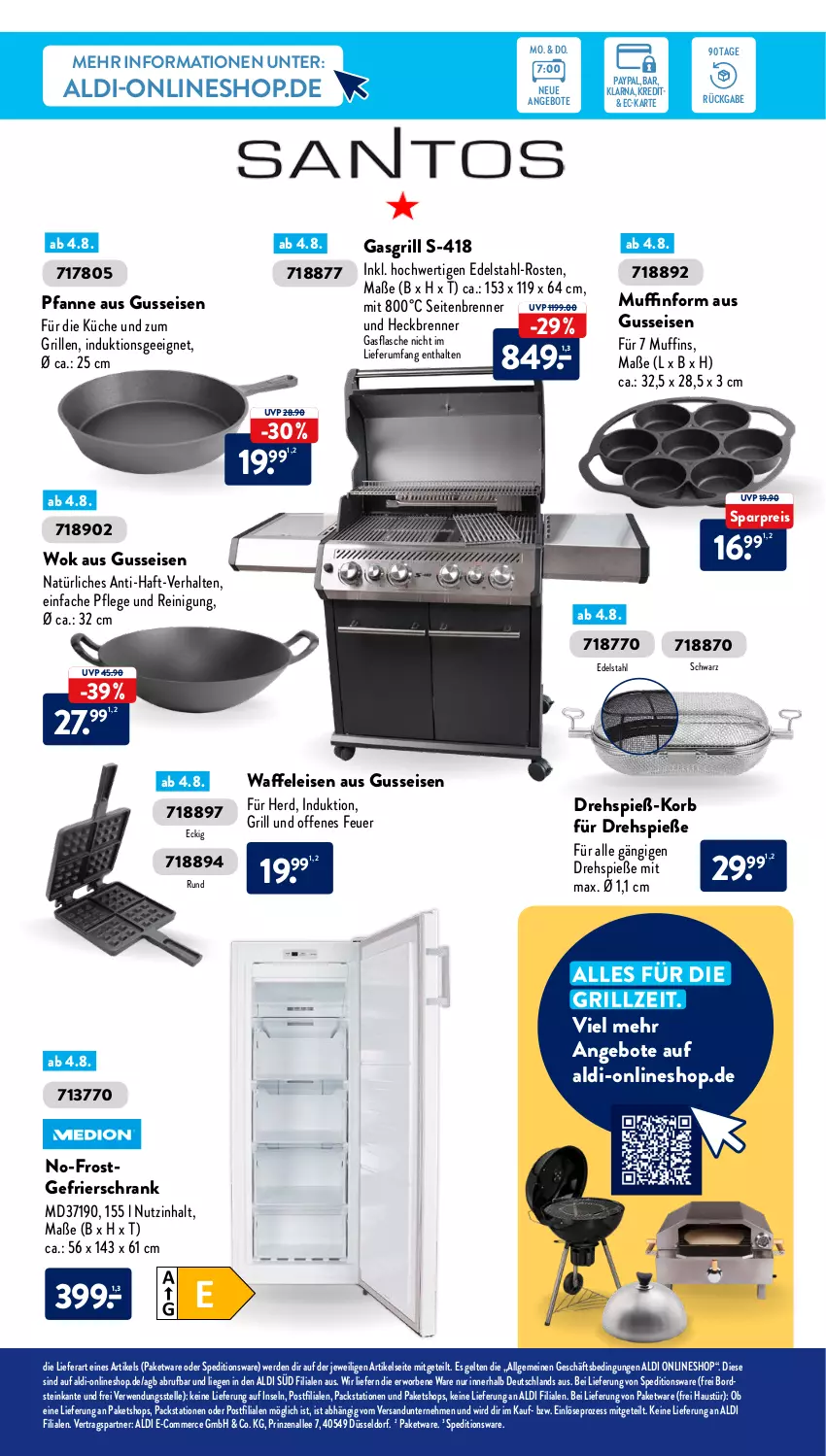 Aktueller Prospekt AldiSud - IN ZWEI WOCHEN - von 01.08 bis 06.08.2022 - strona 9 - produkty: aldi, angebot, angebote, aust, edelstahl, eis, elle, erde, flasche, gasgrill, gefrierschrank, grill, korb, küche, LG, Liege, Muffin, Muffinform, muffins, pfanne, Reinigung, reis, rum, rwe, Schrank, Ti, Waffeleisen, wok