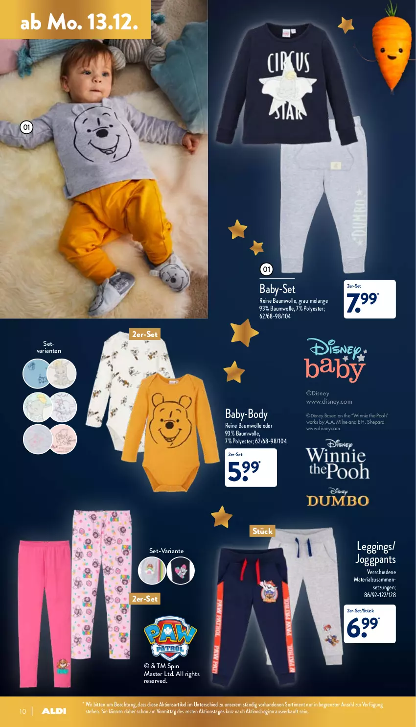 Aktueller Prospekt Aldi Nord - Aldi-Aktuell - von 13.12 bis 18.12.2021 - strona 10 - produkty: Bau, baumwolle, body, disney, Elan, gin, leggings, Pants, reine baumwolle, Ria, Ti, wolle, ZTE