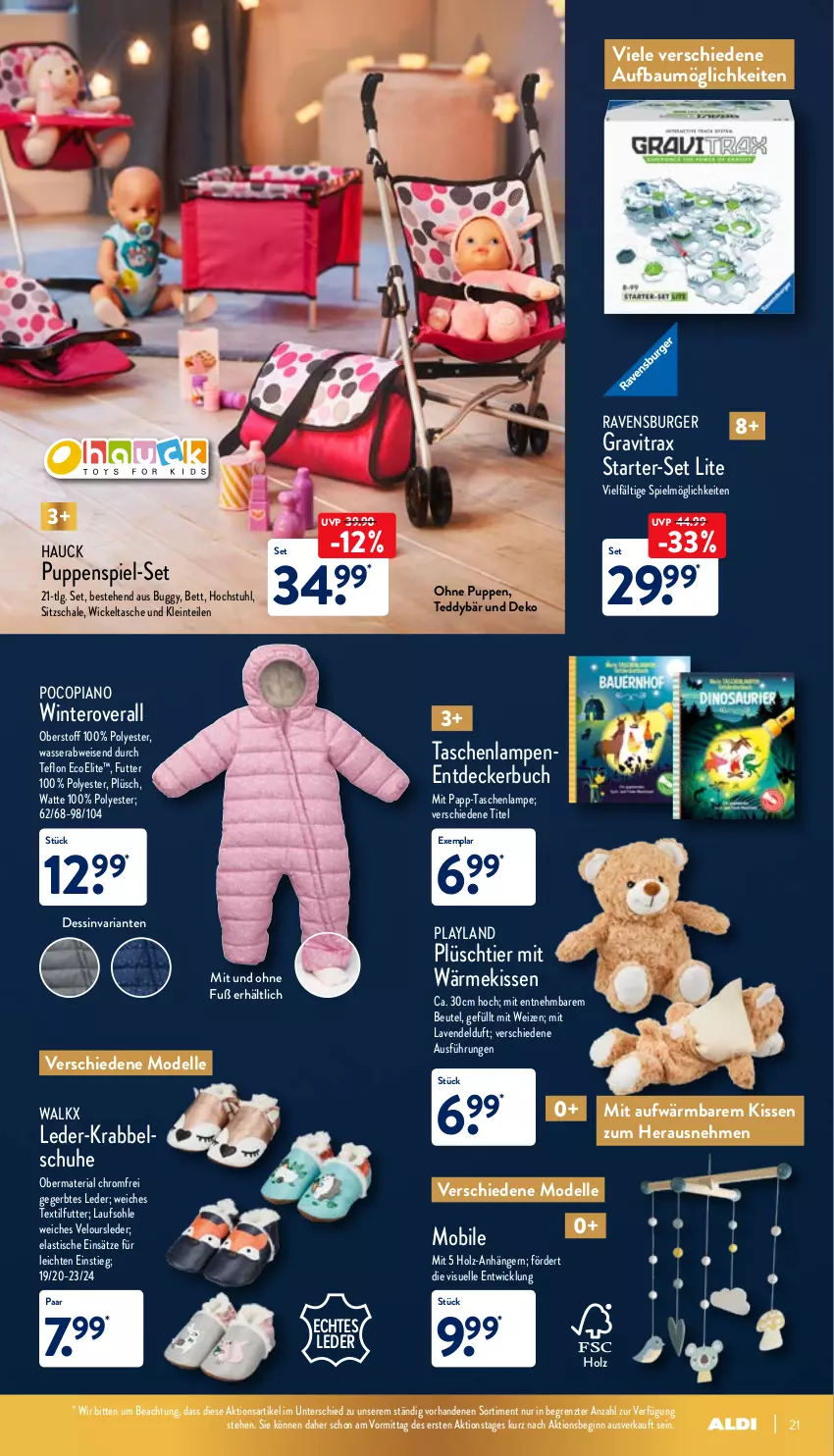 Aktueller Prospekt Aldi Nord - Aldi-Aktuell - von 13.12 bis 18.12.2021 - strona 21 - produkty: Anhänger, asti, Bau, bett, beutel, buch, Buggy, burger, decke, dell, eis, elle, gin, Holz, kissen, Lampe, lavendel, LG, Mode, Overall, Plüsch, pocopiano, Puppe, ravensburger, Ria, Schal, Schale, schuhe, stuhl, Tasche, taschen, taschenlampe, Ti, tisch, walkx, wasser, WICK, ZTE