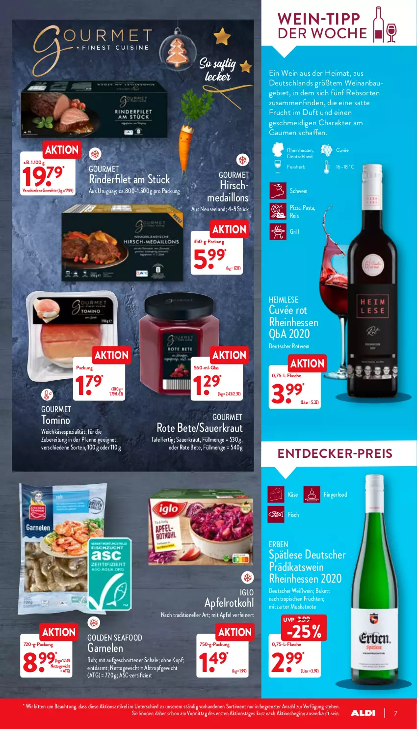 Aktueller Prospekt Aldi Nord - Aldi-Aktuell - von 13.12 bis 18.12.2021 - strona 7 - produkty: apfel, auer, Bau, cuvée, decke, eis, Elan, elle, filet, fisch, flasche, frucht, früchte, früchten, garnelen, gin, grill, iglo, Käse, Kraut, medaillons, pasta, pfanne, pizza, reis, rind, rinder, rinderfilet, rote bete, rotkohl, rotwein, saft, Sauerkraut, Schal, Schale, schnitten, schwein, Spezi, Ti, weichkäse, wein, Weißwein, ZTE