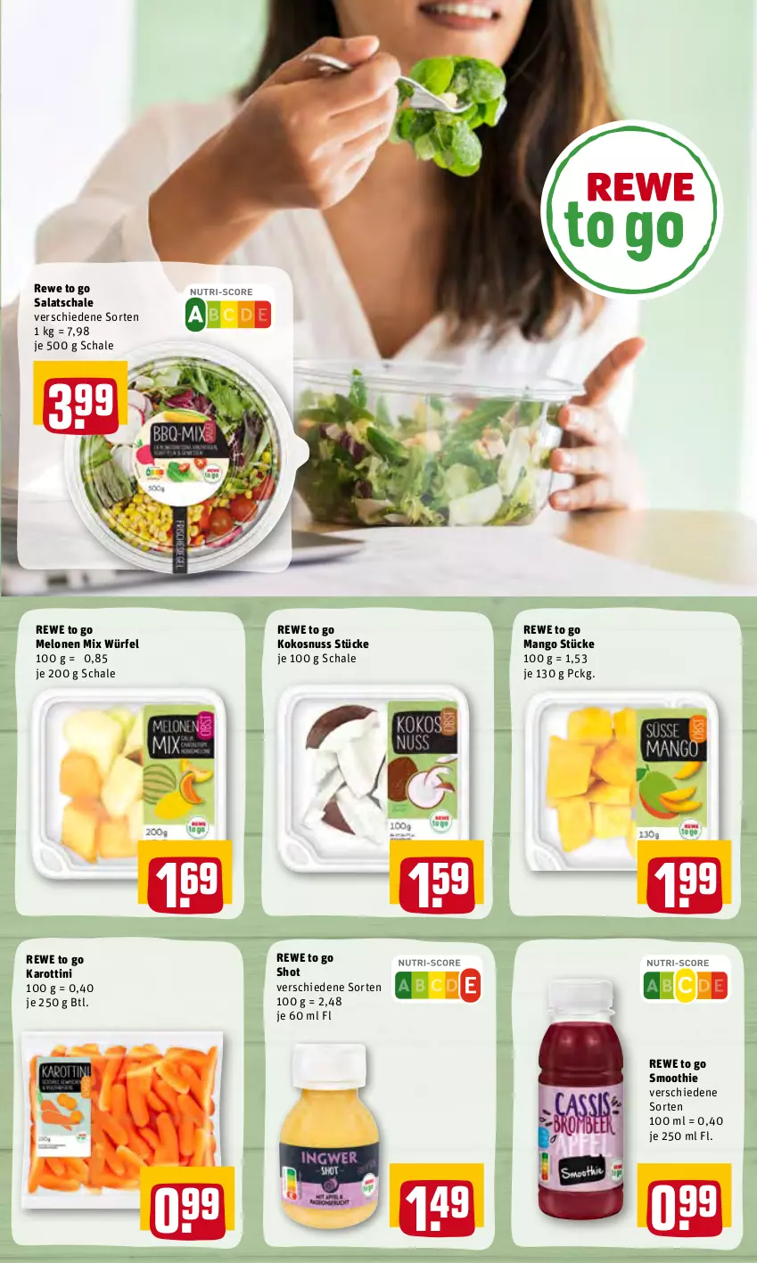 Aktueller Prospekt Rewe - Prospekte - von 14.03 bis 20.03.2022 - strona 25 - produkty: kokos, kokosnuss, mango, melone, melonen, nuss, salat, Schal, Schale, smoothie, Ti, würfel