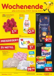 Gazetka promocyjna Netto Marken-Discount - Filial-Angebote - Gazetka - ważna od 16.09 do 16.09.2023 - strona 37 - produkty: angebot, beere, beeren, bestpreis, bohne, bohnen, butter, decke, eis, himbeer, himbeere, himbeeren, kaffee, kaffeebohnen, lätta, milch, mövenpick, mövenpick kaffee, Müller, reis, reiss, Schal, Schale, sunil, Ti, waschmittel, ZTE