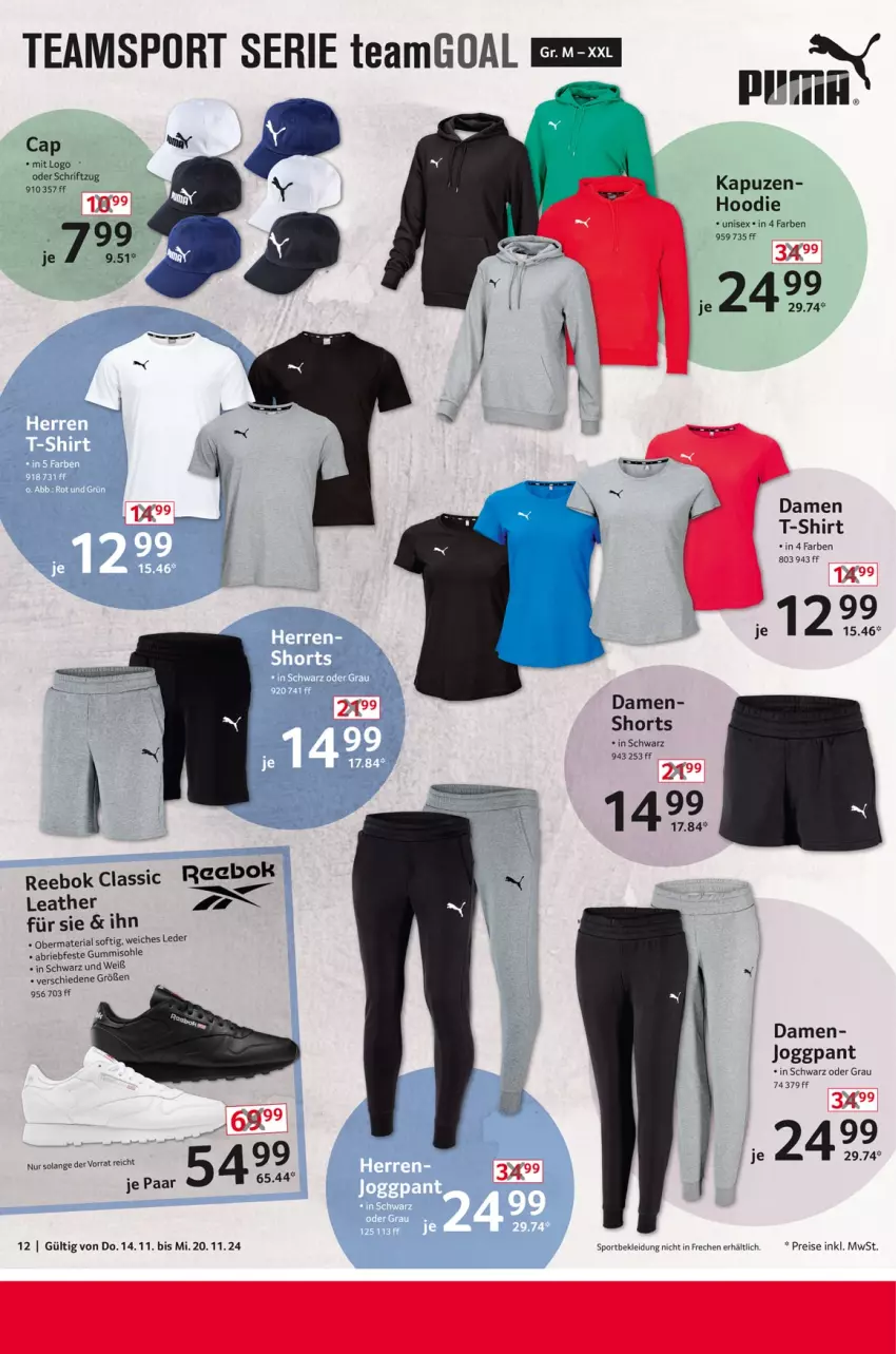 Aktueller Prospekt Selgros - Non Food - von 14.11 bis 20.11.2024 - strona 12 - produkty: brie, Cap, damen t-shirt, eis, kleid, Kleidung, Reebok, reis, Ria, Schriftzug, shirt, shorts, Sport, T-Shirt, Ti