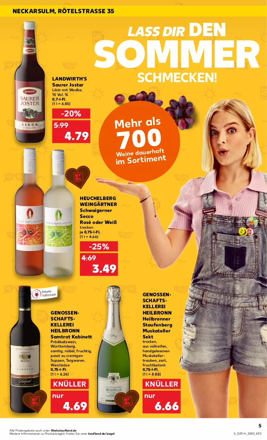 Aktueller Prospekt Kaufland - Spezielle Angebote - von 21.07 bis 27.07.2022 - strona 5 - produkty: angebot, angebote, auer, Bronner, ecco, elle, frucht, Heu, kabinett, Käse, likör, reifen, rotwein, sekt, suppe, suppen, teigwaren, teller, Ti, trauben, weichkäse, wein, weine, wodka