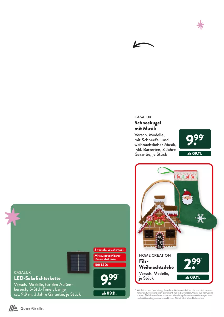 Aktueller Prospekt AldiSud - Vorfreude auf Weihnachten. - von 12.10 bis 24.12.2023 - strona 14 - produkty: alle artikel ohne dekoration, aust, batterie, batterien, dekoration, dell, elle, gin, Kette, Kugel, leds, lichterkette, Mode, Schneekugel, Ti, timer, ZTE