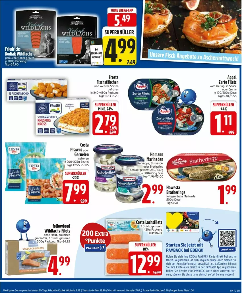 Aktueller Prospekt Edeka - Prospekte - von 03.03 bis 08.03.2025 - strona 11 - produkty: beutel, bismarck, Bratheringe, creme, deka, erde, filet, filets, fisch, fischstäbchen, frosta, garnelen, gewürz, hawesta, hering, lachs, marinade, payback, prawns, ring, sauce, Ti, tisch, Wild, wildlachs, ZTE