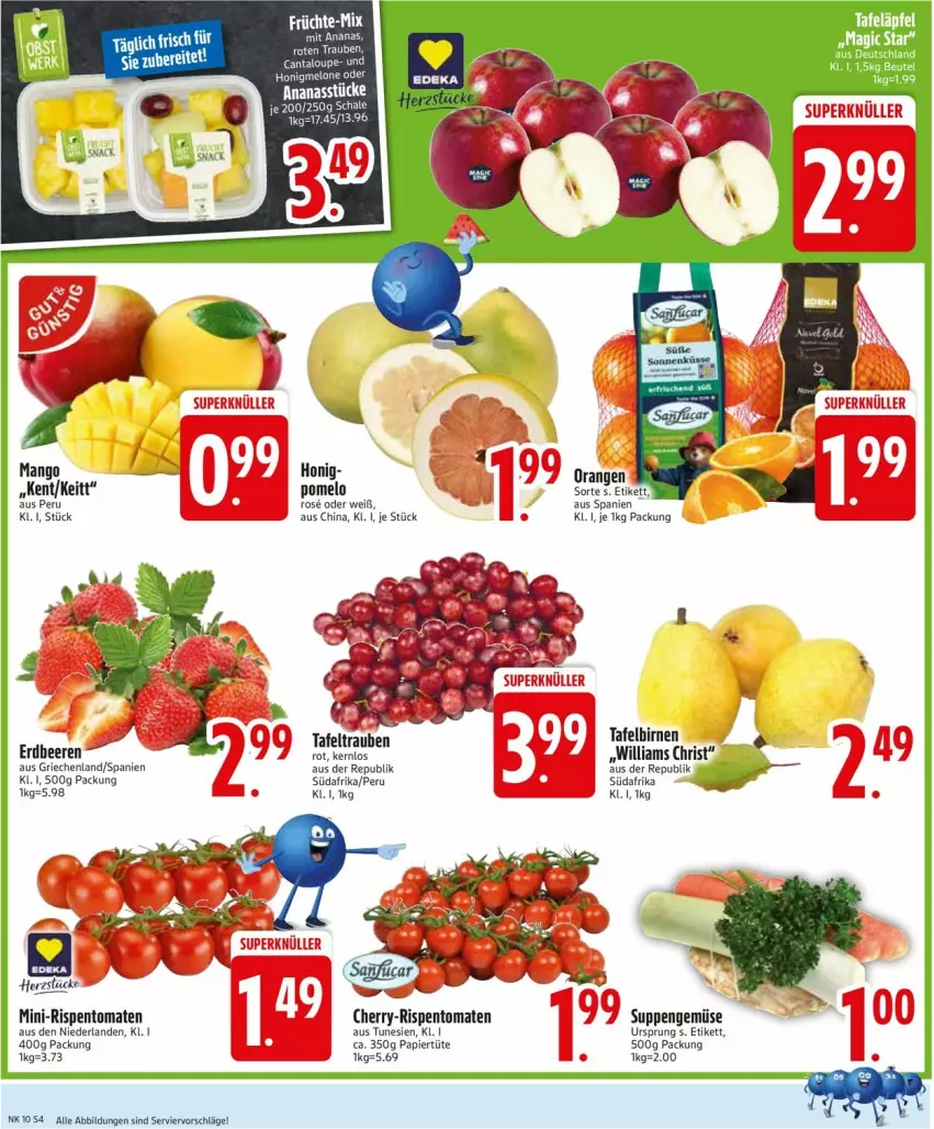 Aktueller Prospekt Edeka - Prospekte - von 03.03 bis 08.03.2025 - strona 4 - produkty: ananas, Ananasstücke, beere, beeren, erdbeere, erdbeeren, früchte, honig, mango, mini-rispentomaten, orange, orangen, papier, Papiertüte, Pomelo, rispentomaten, Schal, Schale, suppe, suppen, tafeltrauben, Ti, tomate, tomaten, trauben, Tüte