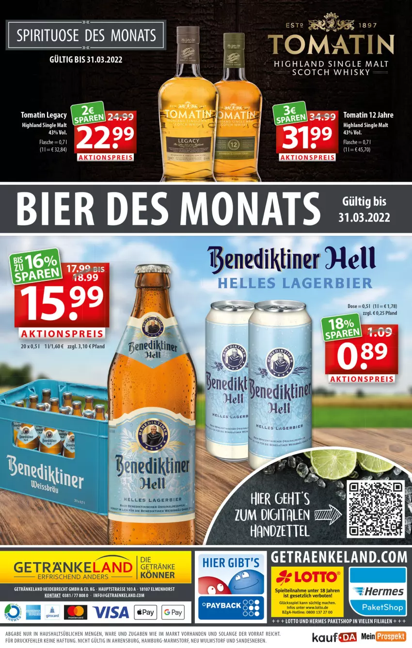 Aktueller Prospekt Getraenkeland - von 21.03 bis 02.04.2022 - strona 10 - produkty: aktionspreis, bier, eis, Elan, elle, flasche, gin, reis, rezept, scotch, scotch whisky, single malt, Ti, Tomatin, whisky