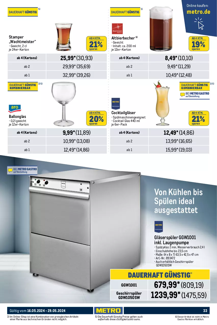 Aktueller Prospekt Metro - GastroJournal - von 16.05 bis 29.05.2024 - strona 33 - produkty: auer, ball, Bau, Becher, beleuchtung, bier, cocktail, creme, dell, eis, eiscreme, geschirr, geschirrspüler, Gläser, Glastür, korb, kühlschrank, LG, Meister, Metro, metro gastro, Mode, Rauch, reis, rum, Schrank, Spülen, spülmaschinen, Ti, wasser