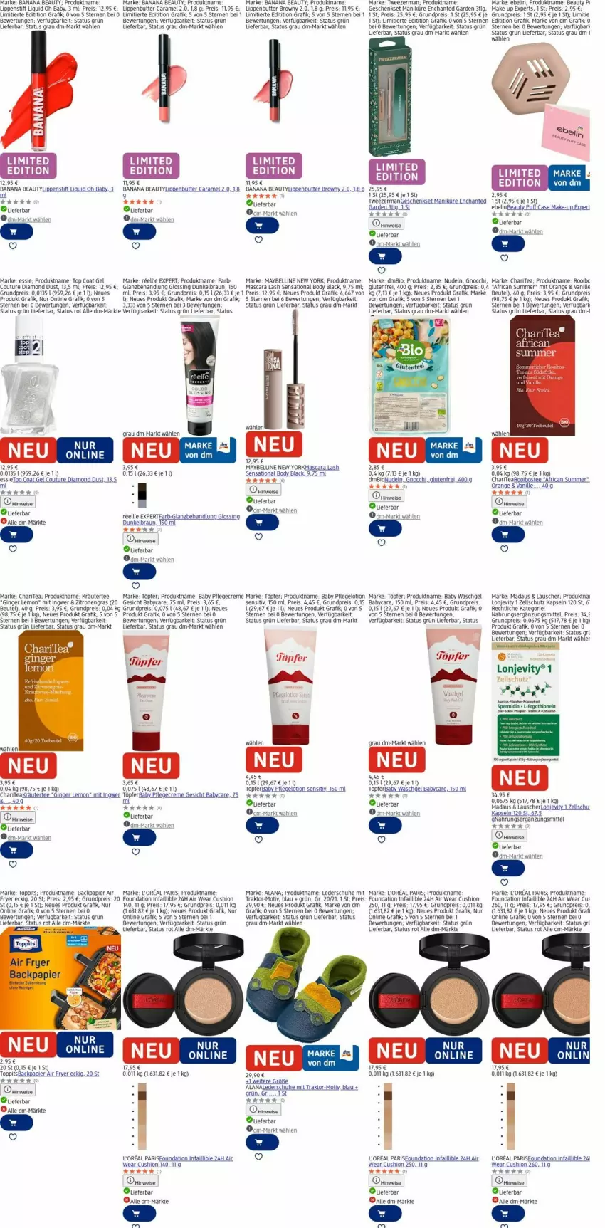 Aktueller Prospekt Dm Drogerie - Prospekte - von 29.12.2026 bis 07.01.2027 - strona 13 - produkty: Baby Pflegecreme, beutel, bio, body, braun, butter, caramel, creme, eis, geschenkset, gin, ginger, gnocchi, ingwer, kräuter, l'oreal, lack, Lederschuhe, LG, Lippenstift, Lotion, Make-up, Mascara, Maybelline, nudel, nudeln, orange, Osram, papier, Pflegecreme, reis, schuhe, tee, Ti, toppits, uhu, vanille, waschgel, Yo, zitrone, zitronen