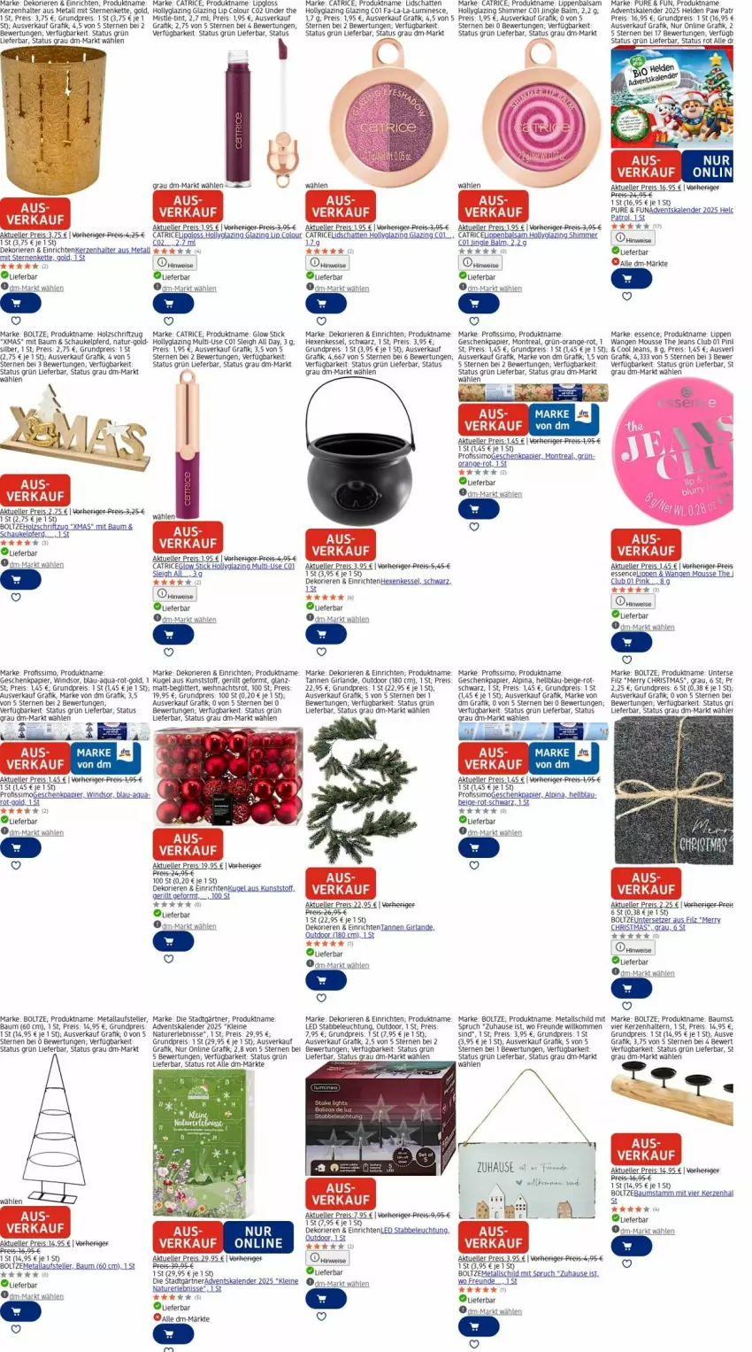 Aktueller Prospekt Dm Drogerie - Prospekte - von 29.12.2026 bis 07.01.2027 - strona 17 - produkty: Adventskalender, alpina, aqua, balsam, Bau, beleuchtung, eis, elle, Geschenkpapier, Girlande, Holz, jeans, kerze, Kerzenhalter, Kette, Kugel, leine, Lipgloss, Lippenbalsam, mousse, natur, orange, papier, Profissimo, reis, reiss, Schaukel, Schriftzug, sim, teller, Ti, Untersetzer, xmas