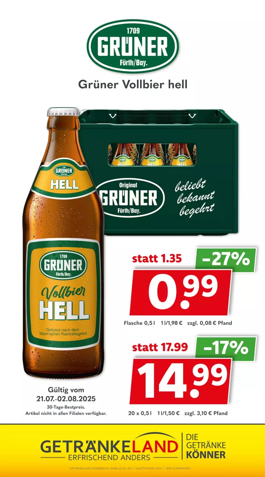 Aktueller Prospekt Getraenkeland - von 20.07 bis 01.08.2025 - strona 12 - produkty: bestpreis, bier, eis, flasche, getränk, getränke, reis, Ti