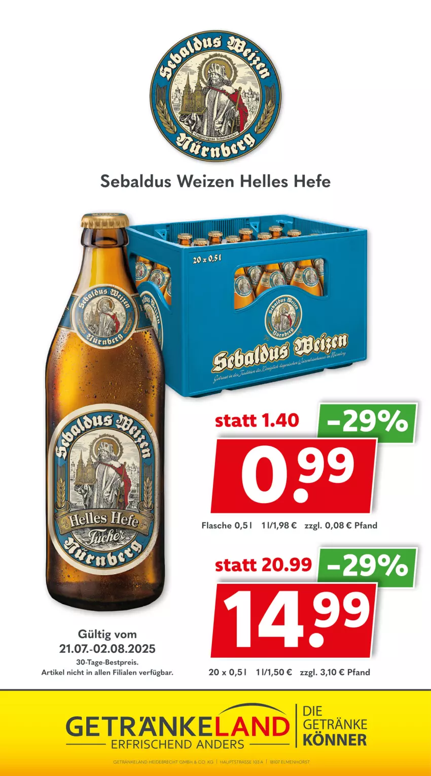 Aktueller Prospekt Getraenkeland - von 20.07 bis 01.08.2025 - strona 14 - produkty: bestpreis, eis, elle, flasche, getränk, getränke, Hefe, reis, rel, Ria, Ti