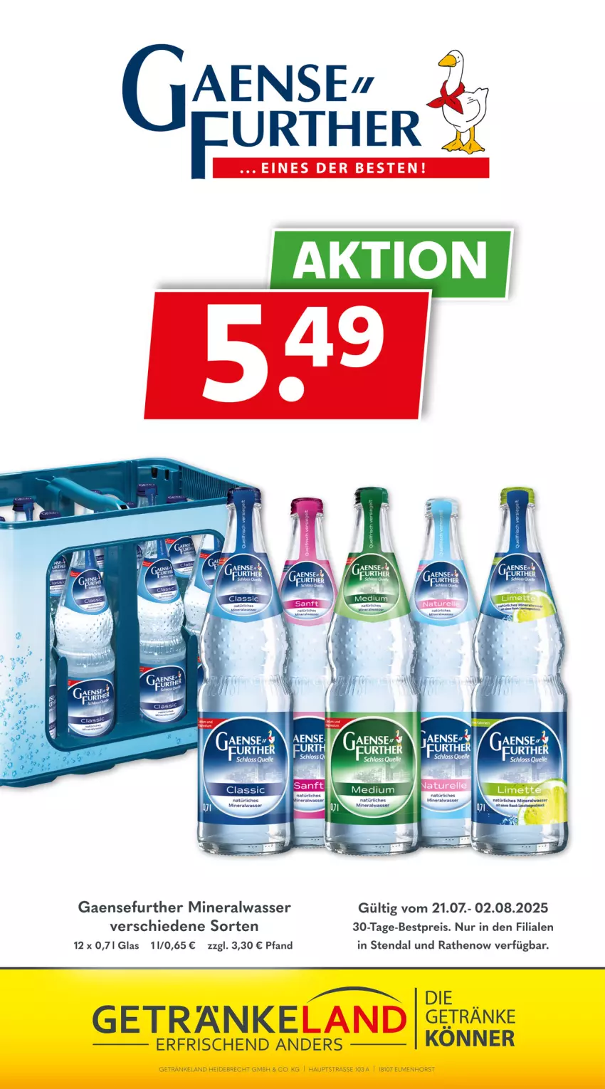 Aktueller Prospekt Getraenkeland - von 20.07 bis 01.08.2025 - strona 16 - produkty: Alwa, bestpreis, eis, Elan, ente, getränk, getränke, mineralwasser, natürliches mineralwasser, reis, Ti, wasser