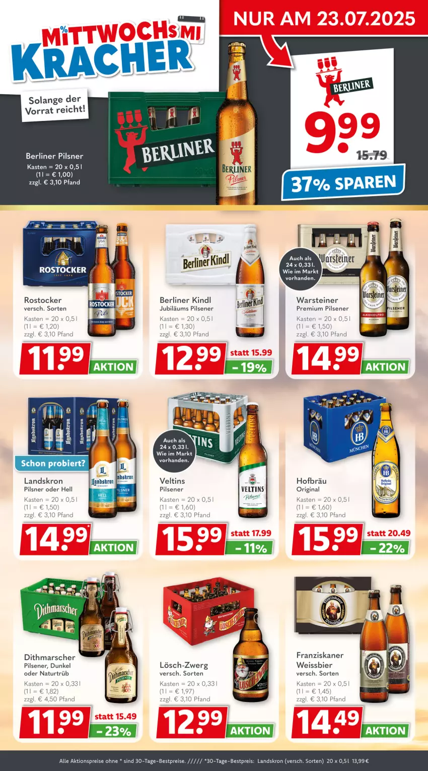 Aktueller Prospekt Getraenkeland - von 20.07 bis 01.08.2025 - strona 2 - produkty: aktionspreis, berliner, berliner kindl, bestpreis, bestpreise, bier, eis, franziskaner, gin, Jubiläums, mars, natur, pils, pilsener, pilsner, premium pils, reis, Rostocker, steiner, Ti, veltins, warsteiner, weissbier