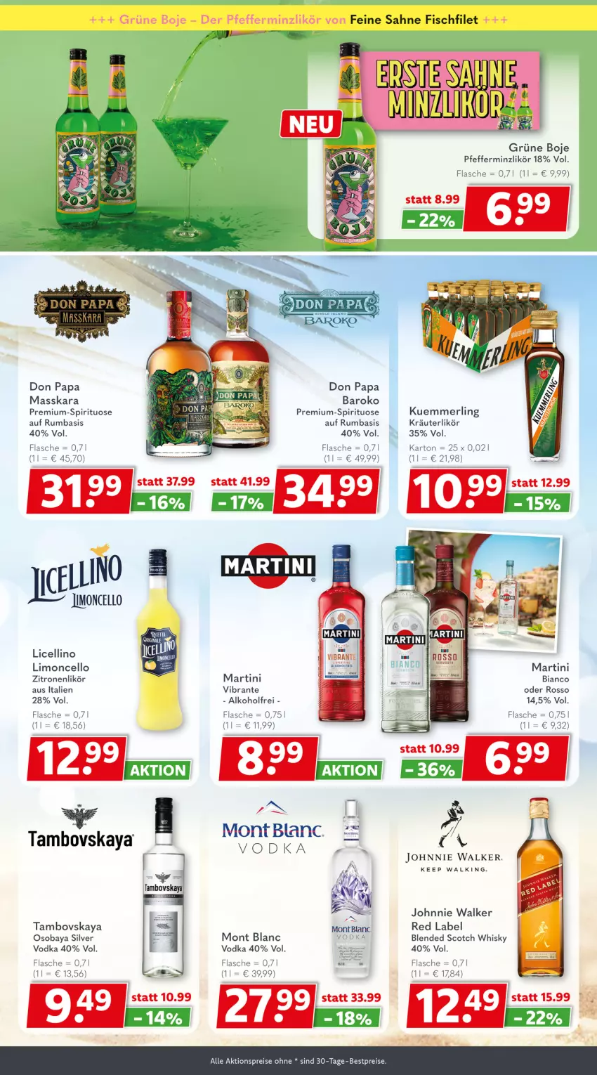 Aktueller Prospekt Getraenkeland - von 20.07 bis 01.08.2025 - strona 7 - produkty: aktionspreis, alkohol, bestpreis, bestpreise, blended scotch, blended scotch whisky, eis, filet, fisch, flasche, johnnie walker, kräuter, kräuterlikör, kuemmerling, likör, limo, martini, merl, pfeffer, pfefferminzlikör, reis, rum, sahne, scotch, scotch whisky, sim, ssd, Ti, vodka, whisky, zitrone, zitronen