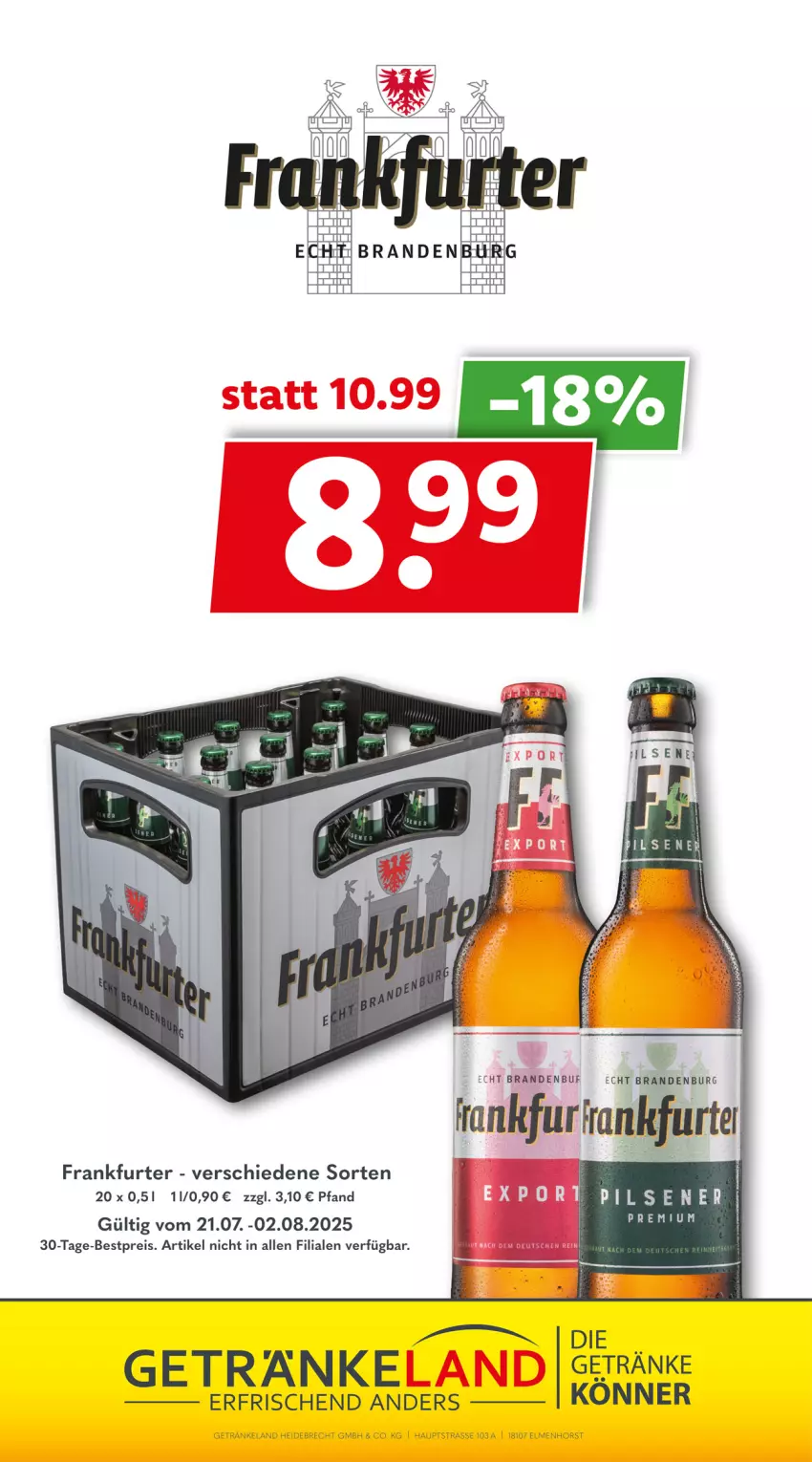 Aktueller Prospekt Getraenkeland - von 20.07 bis 01.08.2025 - strona 9 - produkty: bestpreis, eis, Elan, frankfurter, getränk, getränke, reis, Ti