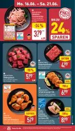 Gazetka promocyjna Aldi Nord - Von Montag - Gazetka - ważna od 21.06 do 21.06.2025 - strona 4 - produkty: braten, brustfilet, eis, ente, filet, fleisch, geschnetzeltes, gewürz, grill, gulasch, hackfleisch, Hähnchengeschnetzeltes, latte, Ofen, reis, rind, rinder, rindergulasch, rinderhackfleisch, rwe, schnitten, schnitzel, schwein, Ti, tiefpreis, tisch, wein, Zelt