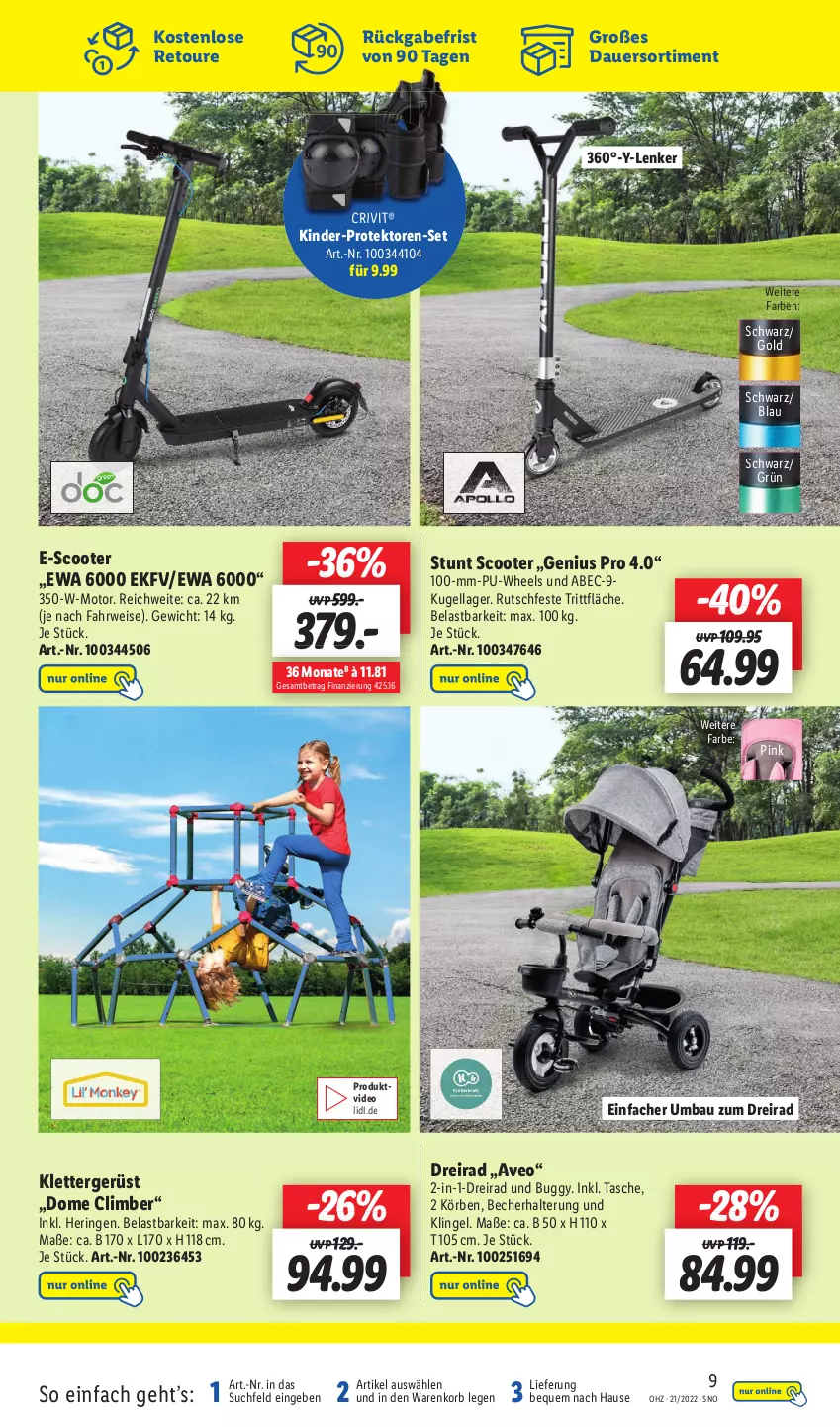 Aktueller Prospekt Lidl - Aktionsprospekt - von 23.05 bis 28.05.2022 - strona 53 - produkty: auer, aveo, Bau, Becher, Buggy, crivit, deo, Dreirad, eis, hering, Kinder, korb, Kugel, ring, rwe, scooter, Tasche, Ti