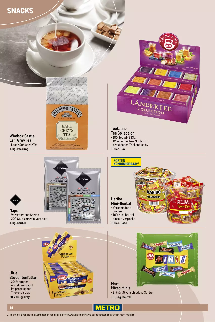 Aktueller Prospekt Metro - Office Sortiment - von 01.10.2025 bis 01.06.2026 - strona 14 - produkty: beutel, eis, ente, haribo, mars, Metro, reis, snack, snacks, studentenfutter, tee, teekanne, Ti, tisch, ültje