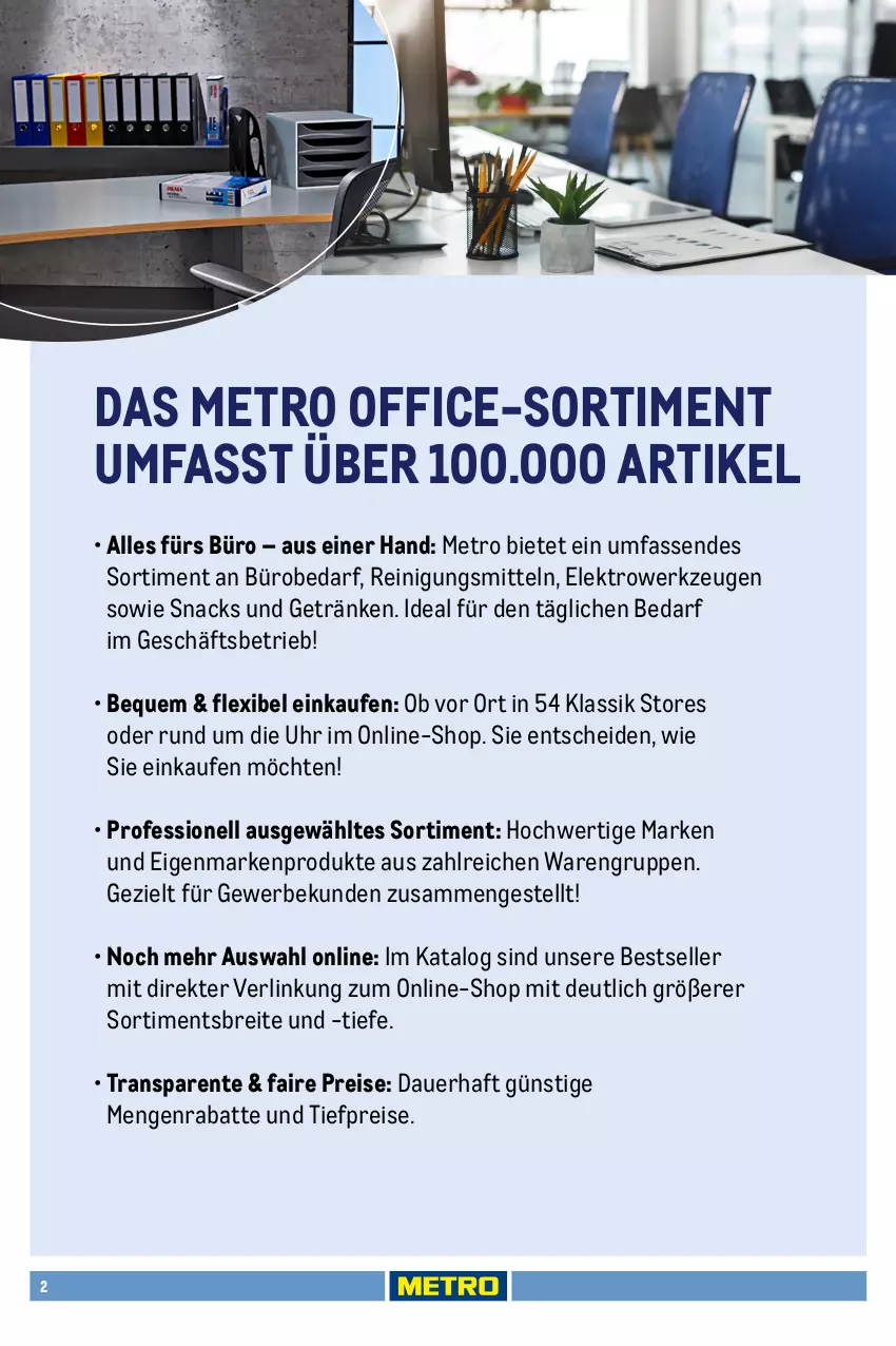 Aktueller Prospekt Metro - Office Sortiment - von 01.10.2025 bis 01.06.2026 - strona 2 - produkty: auer, Brei, Clin, din a4, drucker, eis, Elektro, elle, ente, getränk, getränke, kopierpapier, Metro, metro gastro, office, ordner, papier, Rauch, Reinigung, Reinigungsmittel, reis, snack, snacks, Ti, tiefpreis, uhr, werkzeug, werkzeuge