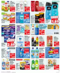 Gazetka promocyjna Kaufland - Prospekt - Gazetka - ważna od 05.07 do 05.07.2023 - strona 17 - produkty: Adidas, alkohol, Alwa, Always, angebot, angebote, auer, beutel, binden, bio, Brei, calgon, colorwaschmittel, coupon, creme, deo, deodorant, duschgel, eis, elle, elvital, ente, Finish, frucht, garnier, geschirr, geschirrspülmittel, gin, Glade, hipp, hygienespüler, katzenfutter, kraft, Kuschelweich, LG, limo, listerine, Lotion, lufterfrischer, magnesium, milch, mint, mundspülung, natur, natura, nivea, nivea sun, ohne alkohol, olive, orchidee, palmolive, pantene, pantene pro-v, pilze, pro-v, quetschbeutel, reiniger, roll-on, sagrotan, shampoo, shampoo oder spülung, slip, slipeinlagen, sonnenmilch, sonnenschutz, Spezi, spülmaschinen, spülmaschinentabs, spülmittel, spülung, Sun Lotion, sunil, Ti, vita, waschmittel, wasser, wasserenthärter, wc-reiniger, weichspüler