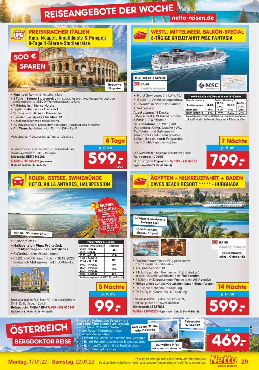 Aktueller Prospekt Netto Marken-Discount - Filial-Angebote - von 17.01 bis 22.01.2022 - strona 29 - produkty: angebot, angebote, asti, Bad, balkonkabine, Berger, bett, Brei, buch, drink, drinks, dusche, eimer, eis, Elan, ente, fanta, Glastür, Kaiser, kracher, pool, pril, reis, reiseveranstalter, reiseverlauf, telefon, Ti, uhr, Whirlpool, Zelt, ZTE